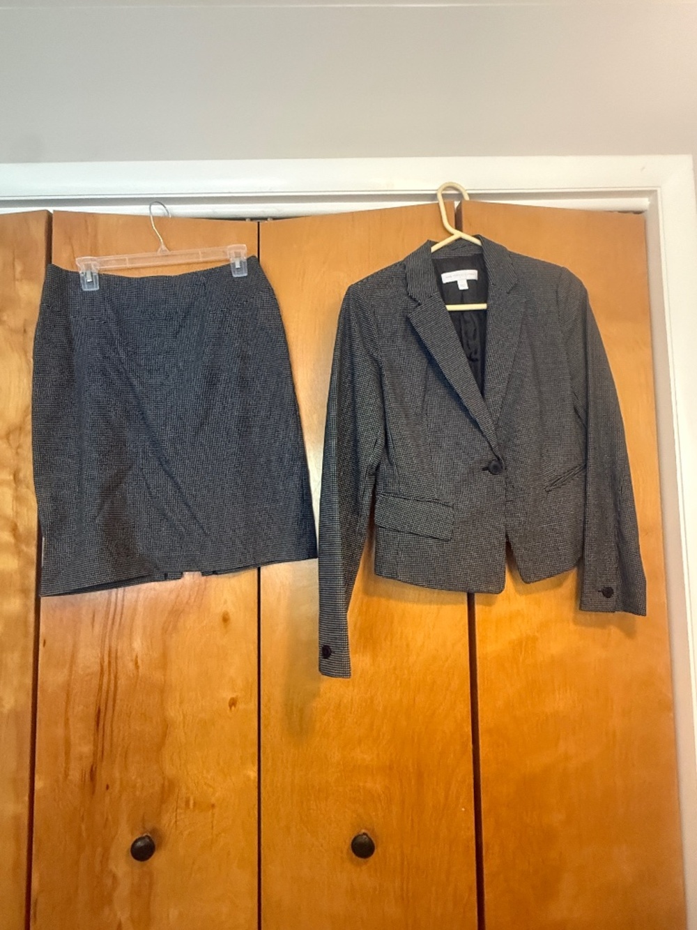 New York and Company Black and White Dot Skirt Suit